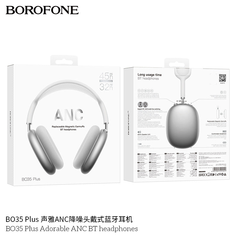 Borofone Bo35 Plus Head-Mounted Anc Noise-Cancelling Wireless Bluetooth Headphones Air Pods Over-Ear Max